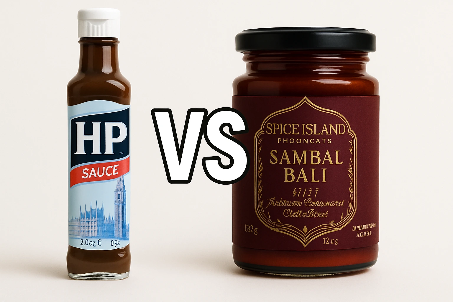 Professional chef comparison of Indonesian sambal and HP sauce in British kitchen setting